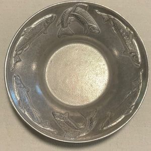 NWT Wilton Armetale Trout and Creel Bowl. 12” wide and 3” deep.  Made in the USA